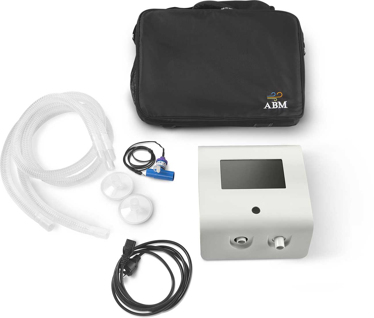 Alpha ventilator with accessories and carrying bag